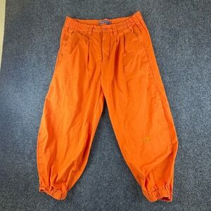 Kings Cross Jogger Pants Womens 32B Orange Cotton Pleated Front Tapered Leg